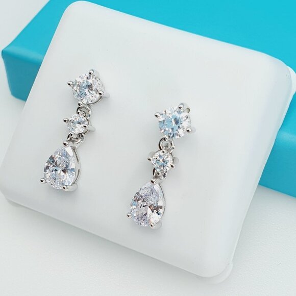 925 Sterling Silver CZ Beautiful Earrings for Women, 1USPAR4248 - Picture 3 of 11
